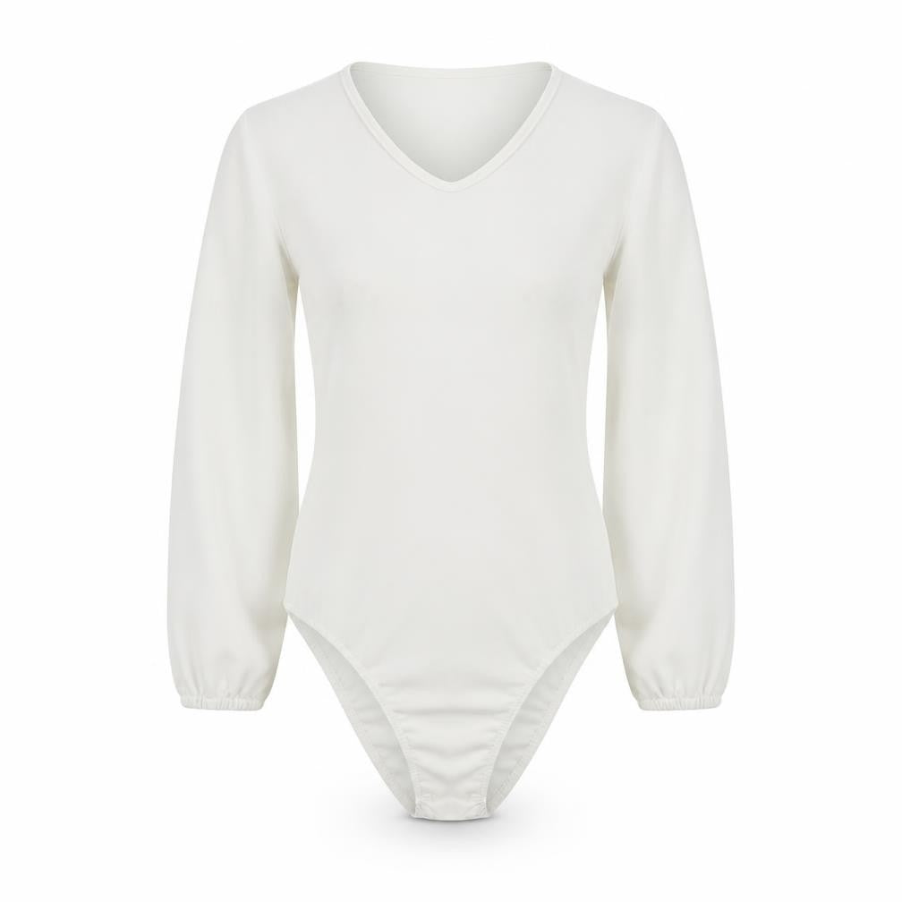 Front view of Boohoo women’s ivory bodysuit one-piece, size UK 10