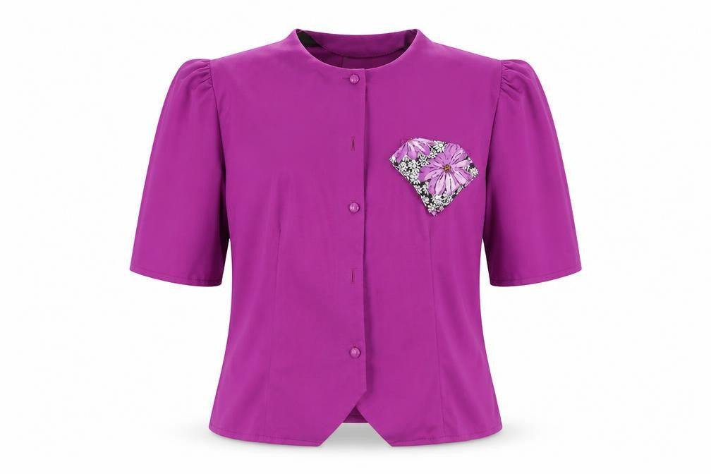 Front view of FASHION EXTRA women’s purple jacket coat, size UK 20