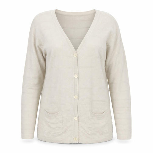 ISLE Womens Beige Striped Knit Cardigan Jumper Size M