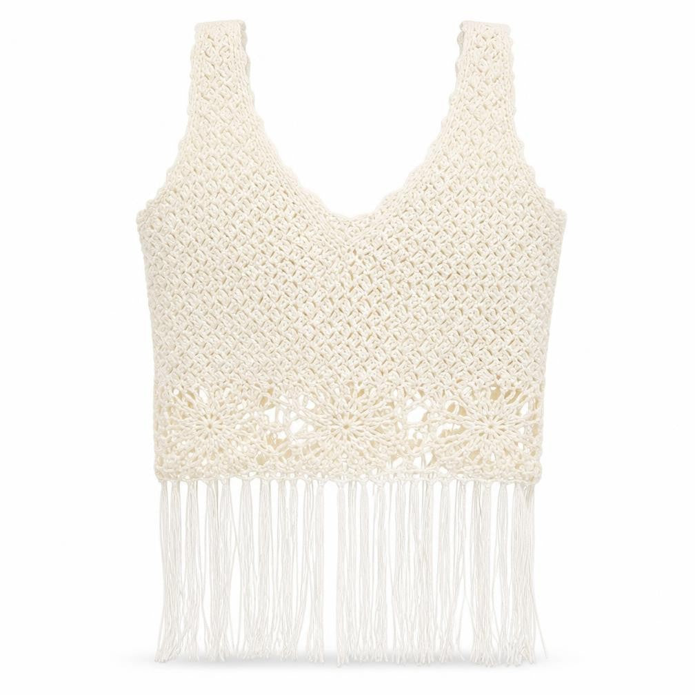 Front view of Primark women’s ivory knit jumper, size M, - cropped