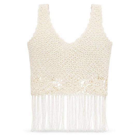 Front view of Primark women’s ivory knit jumper, size M, - cropped
