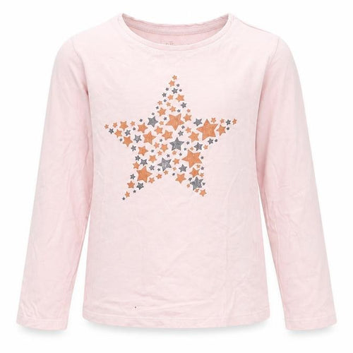 F&F Girls Pink Solid  Top Pyjama Top Size 6-7 Years  - star