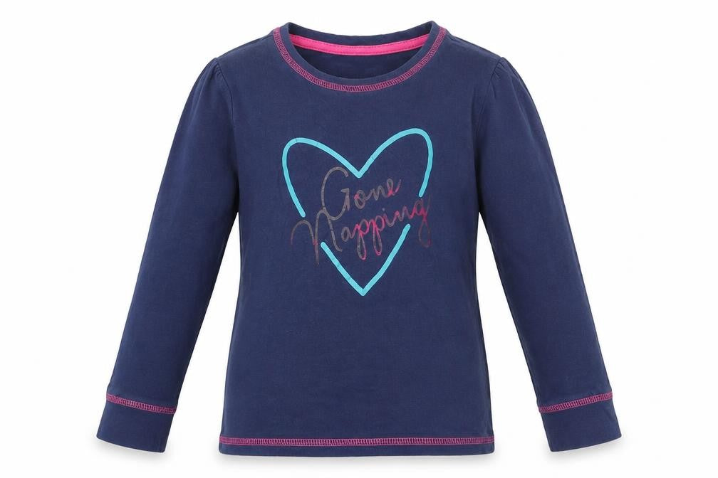 Front view of Tu girls’ blue solid top pyjama top, size 7-8, years - gone napping