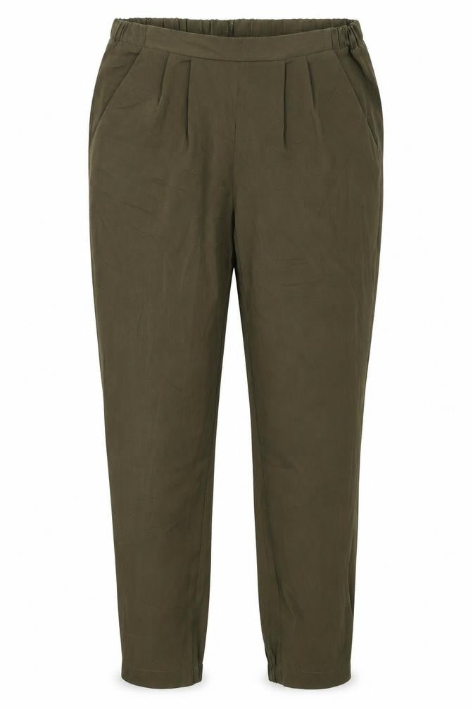 Front view of Matalan women’s green trousers, size UK 12, 29-inch leg