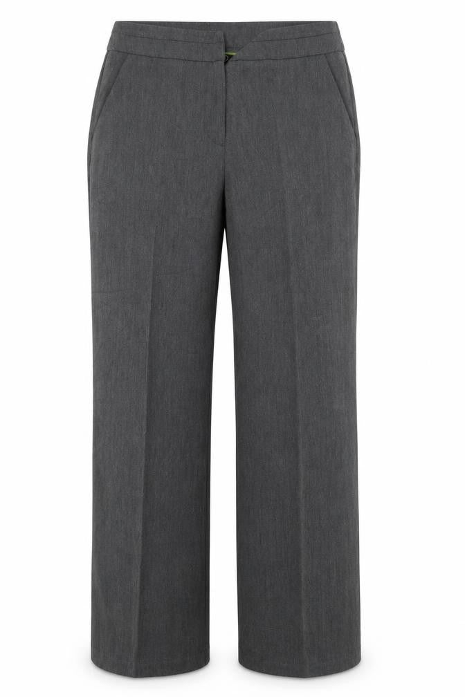Front view of Bonmarché women’s grey trousers, size UK 14, 29-inch leg