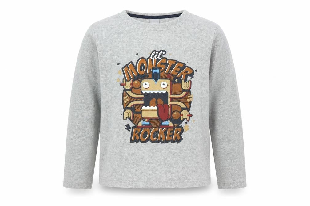 Front view of Sleep Wear boys’ grey fleece jumper, size 5, years - pj top