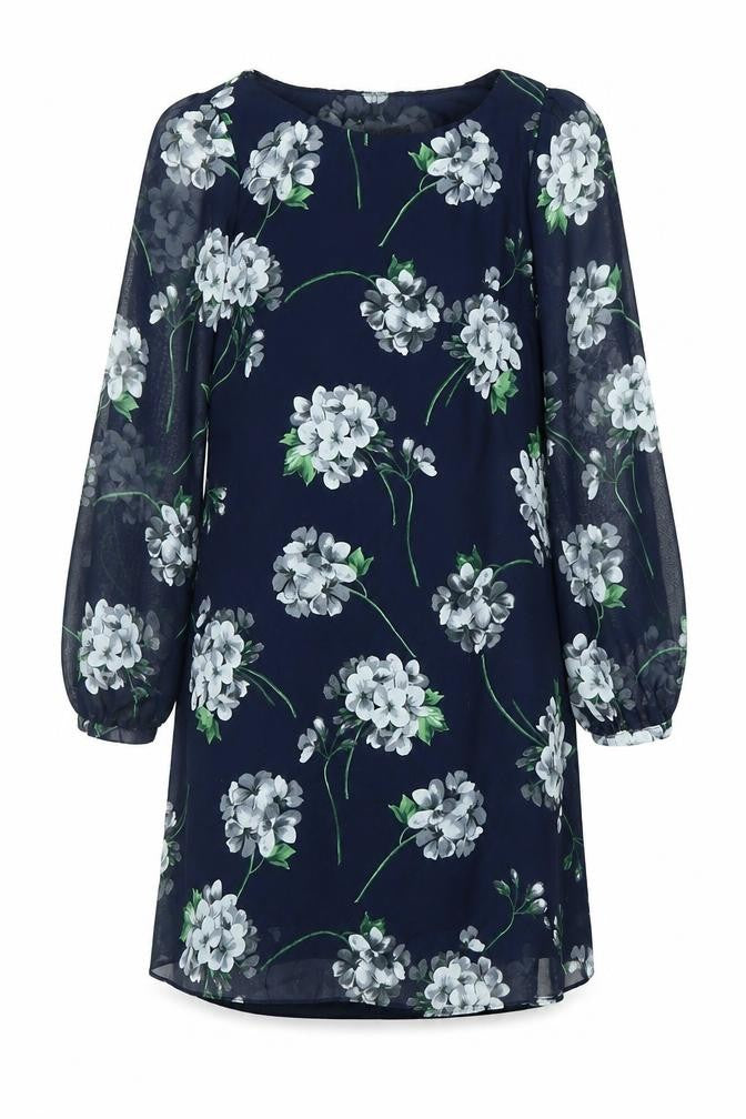 Front view of Primark women’s blue floral shift, size UK 10