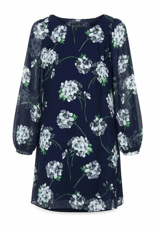 Front view of Primark women’s blue floral shift, size UK 10