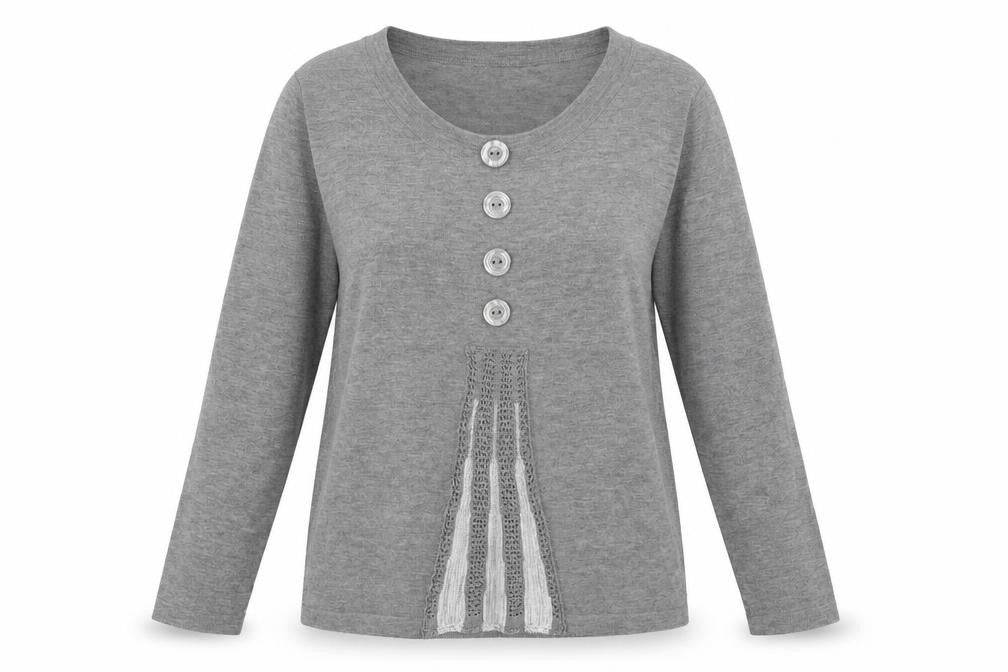 Front view of Text women’s grey jumper, size M