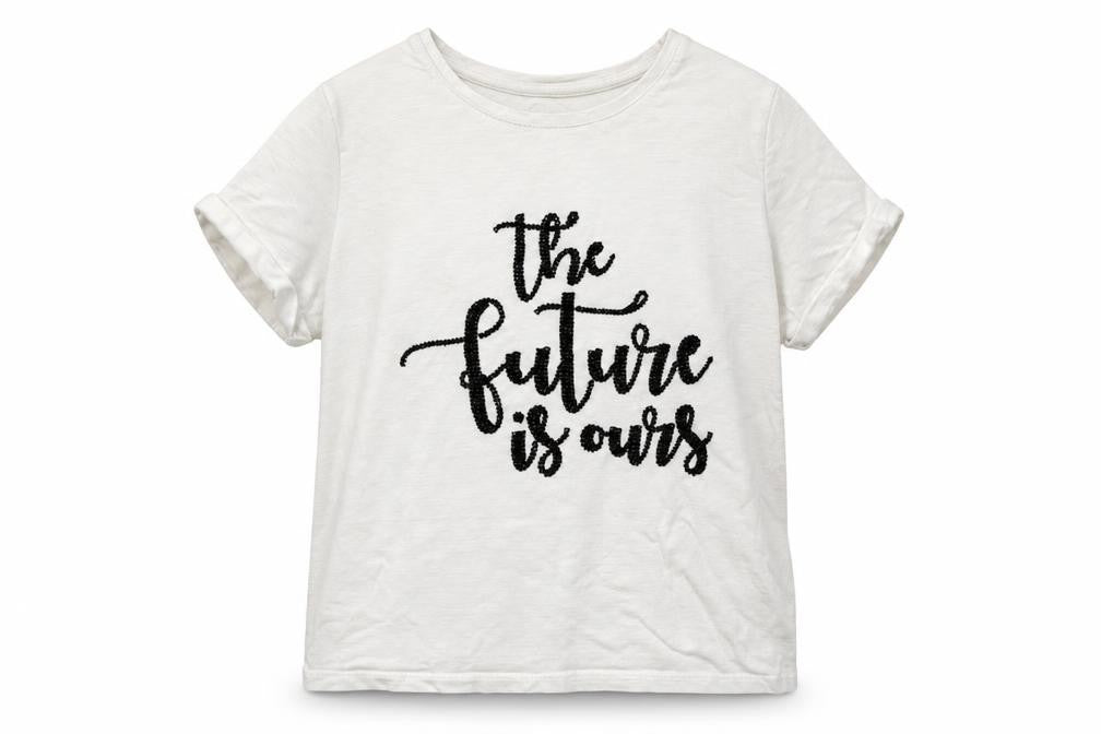 F&F Girls White   Basic T-Shirt Size 10-11 Years  - The Future is Ours