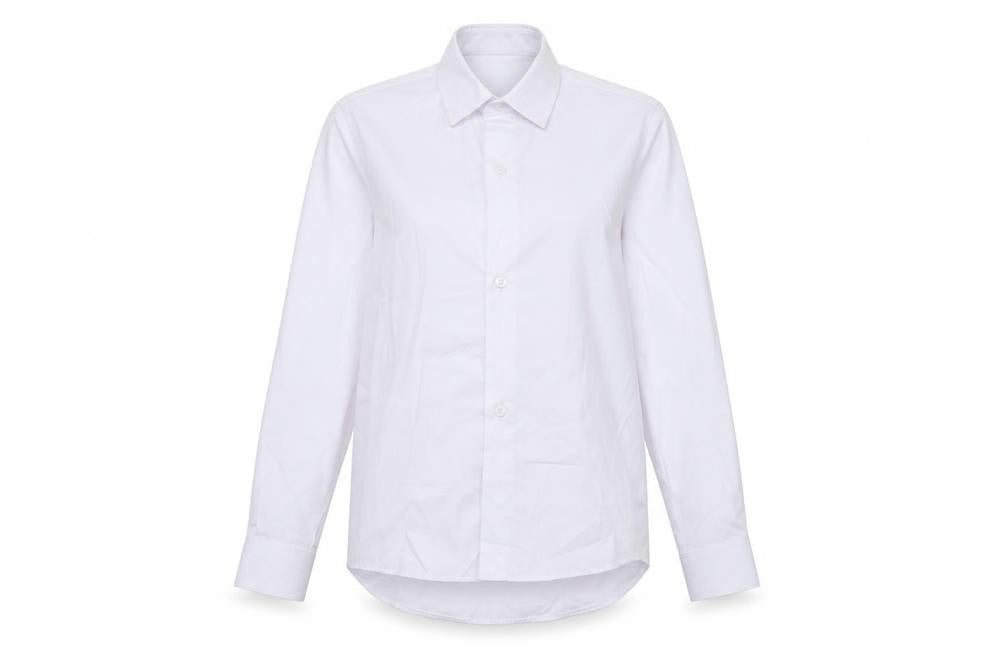 Front view of romario women’s blue basic button-up, size UK 6