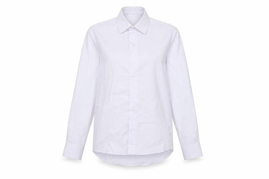 Front view of romario women’s blue basic button-up, size UK 6