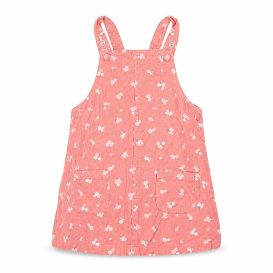 Front view of btu Baby Pink Floral Pinafore/Dungaree Dress, size 9-12, Months