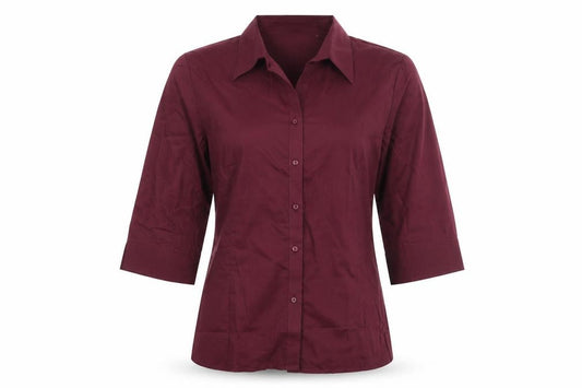 Front view of boronia women’s purple basic button-up, size UK 16