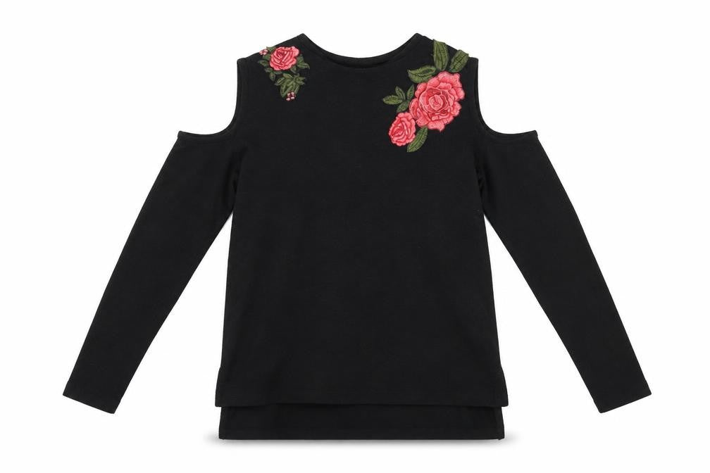 Front view of YD girls’ black basic casual, size 12-13, years