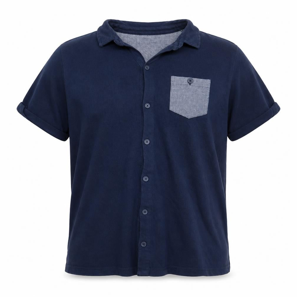 Front view of Twisted Soul men’s blue houndstooth polo, size L