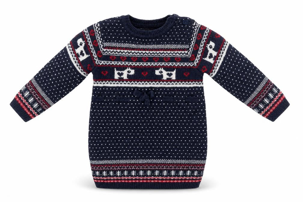 Front view of Next girls’ blue fair isle jumper, size 2, years