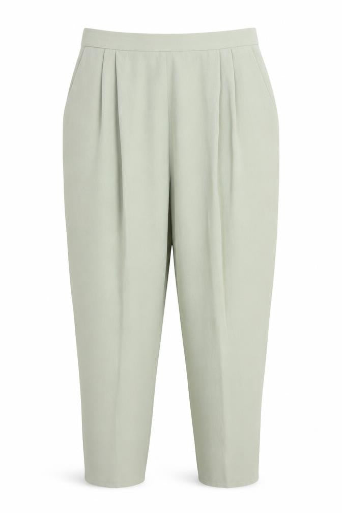 Front view of Your 6th Sense women’s green trousers, size UK 20, 28-inch leg