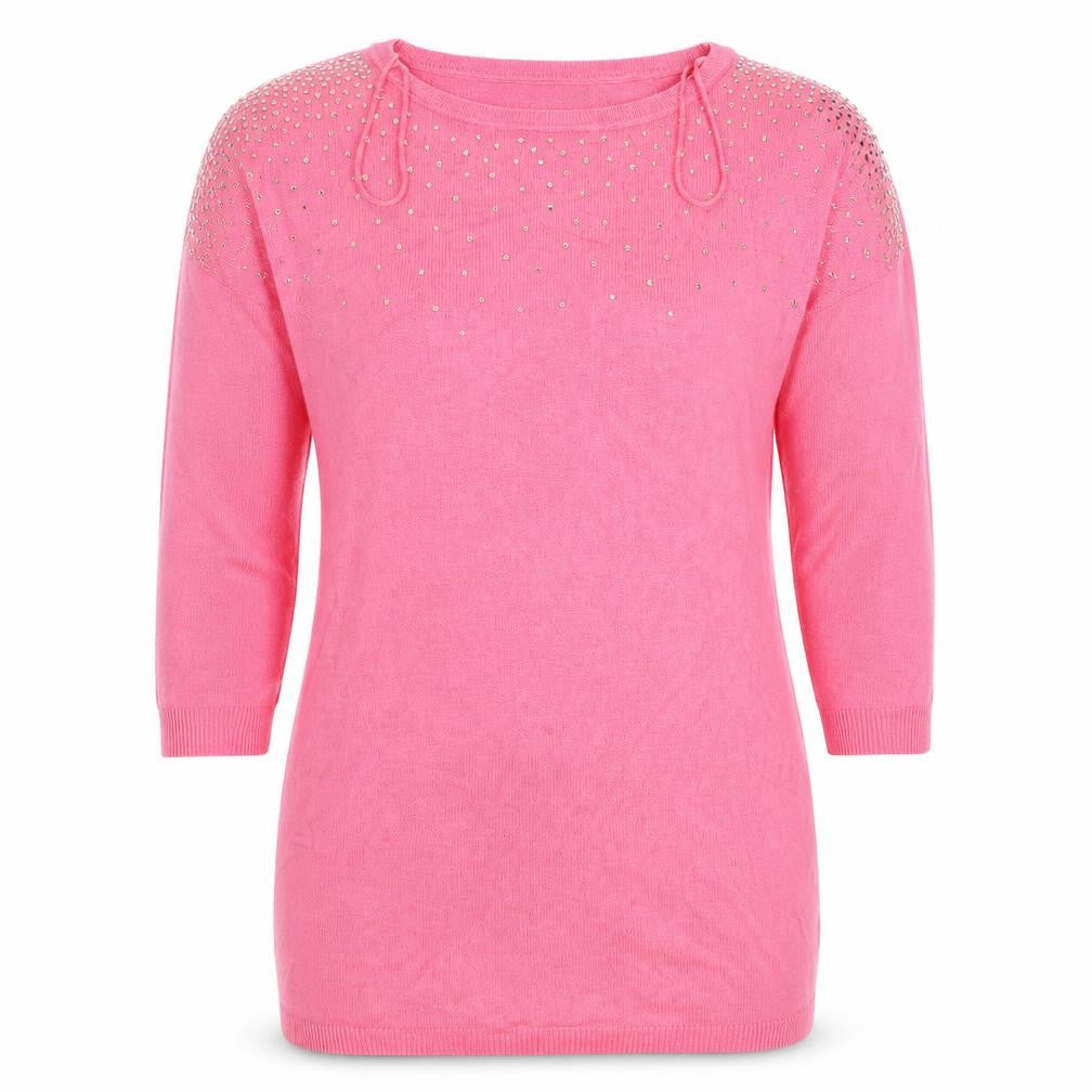 Front view of TG women’s pink jumper, size UK 12
