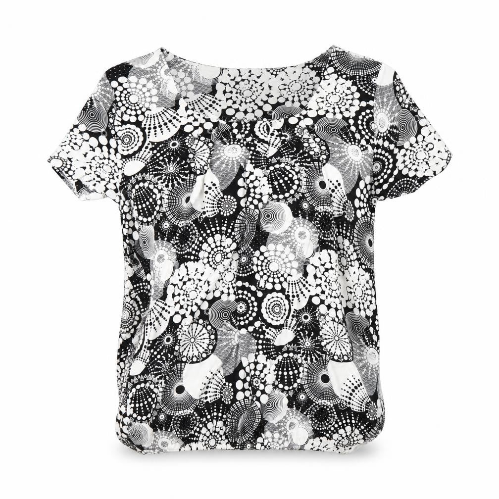 Front view of Lungo L'arno women’s black geometric basic blouse, size S
