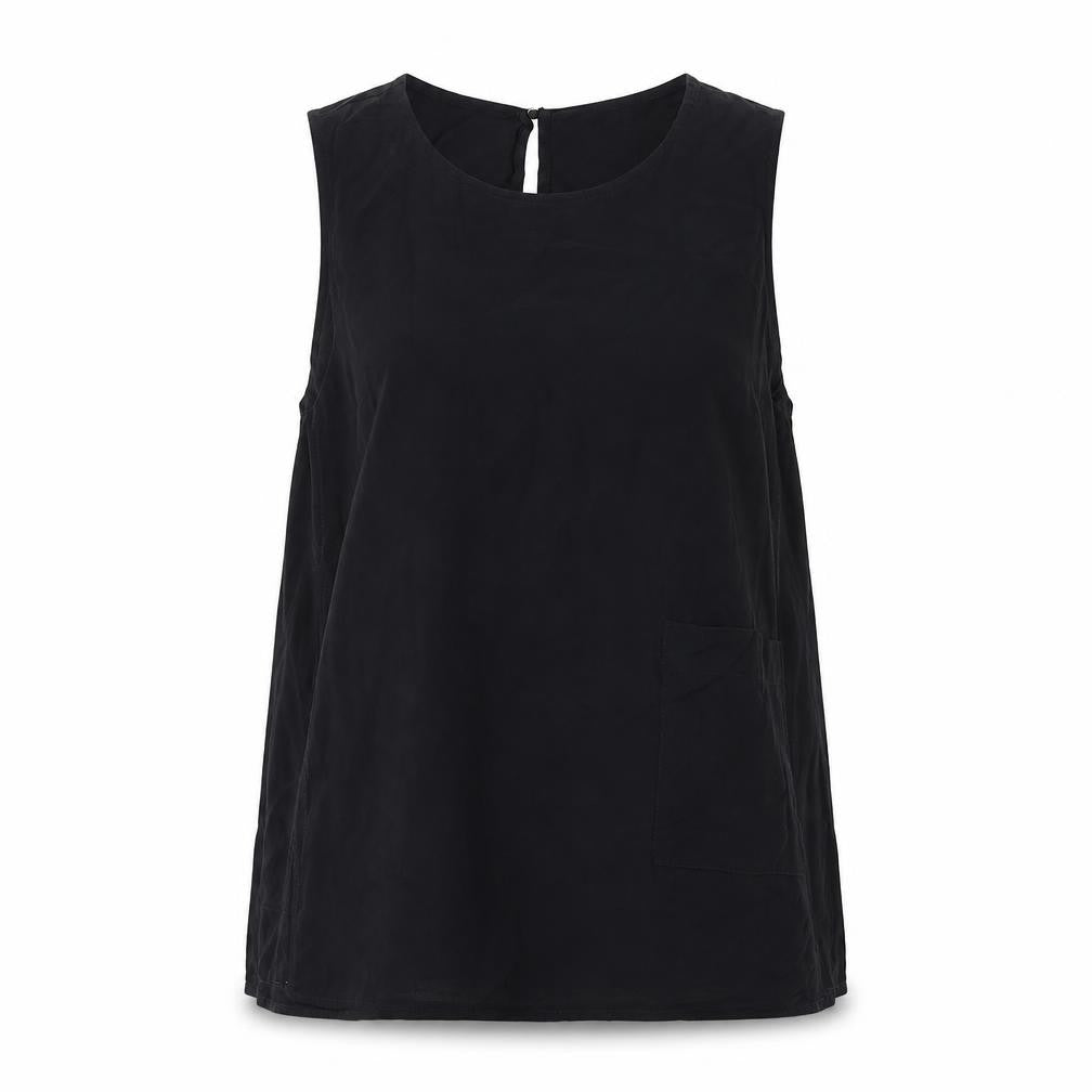Front view of Warehouse women’s black basic tank, size UK 10