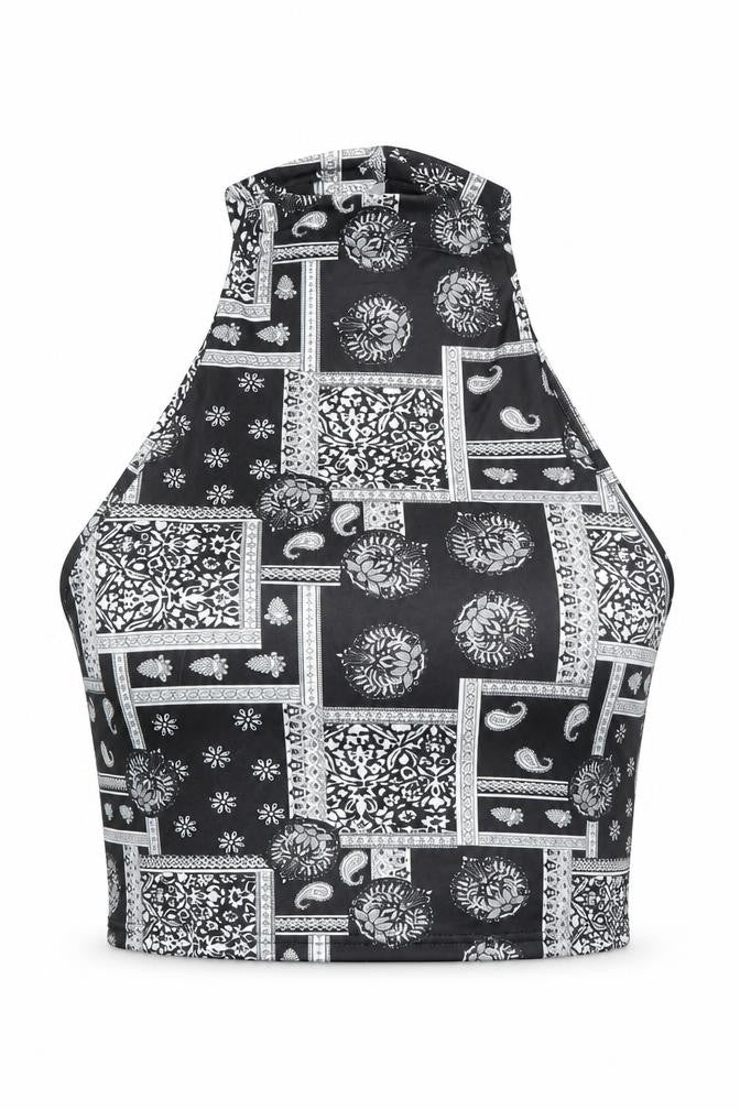 Front view of SHEIN women’s black fair isle basic tank, size L