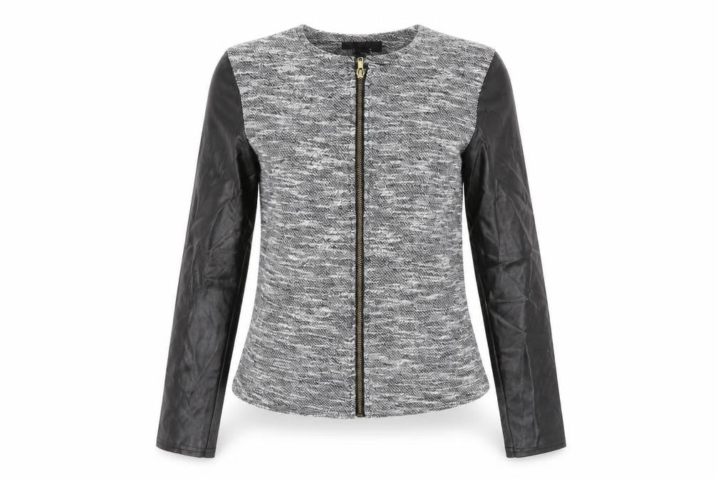 Front view of rock & rags women’s grey full zip jumper, size XS