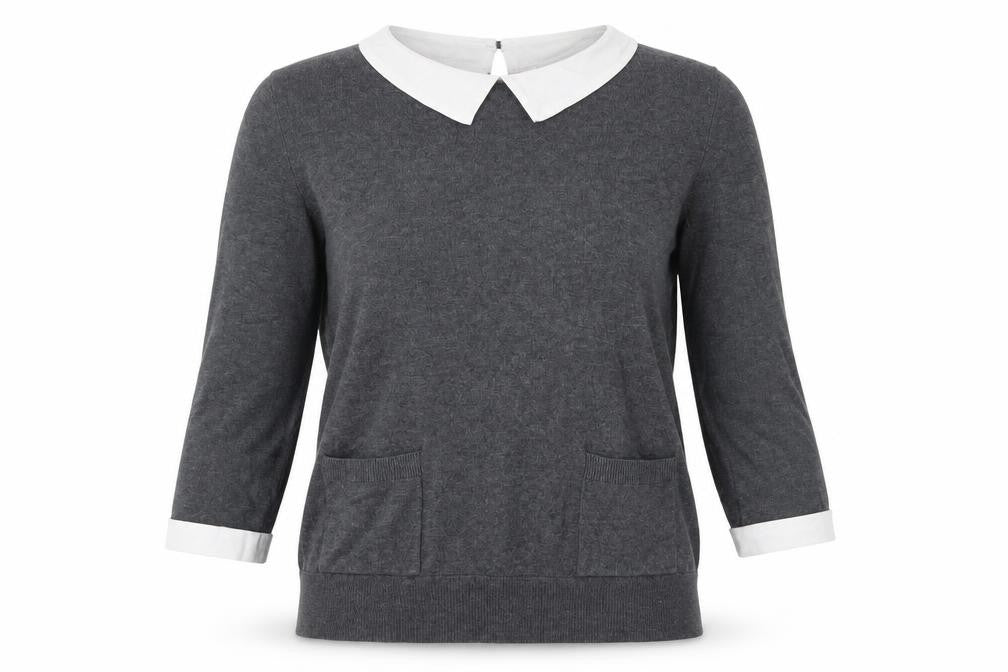 Front view of Papaya women’s grey jumper, size UK 10