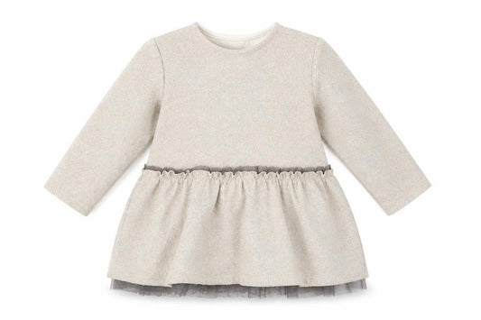 Front view of Zara girls’ beige a-line, size 9-12, months