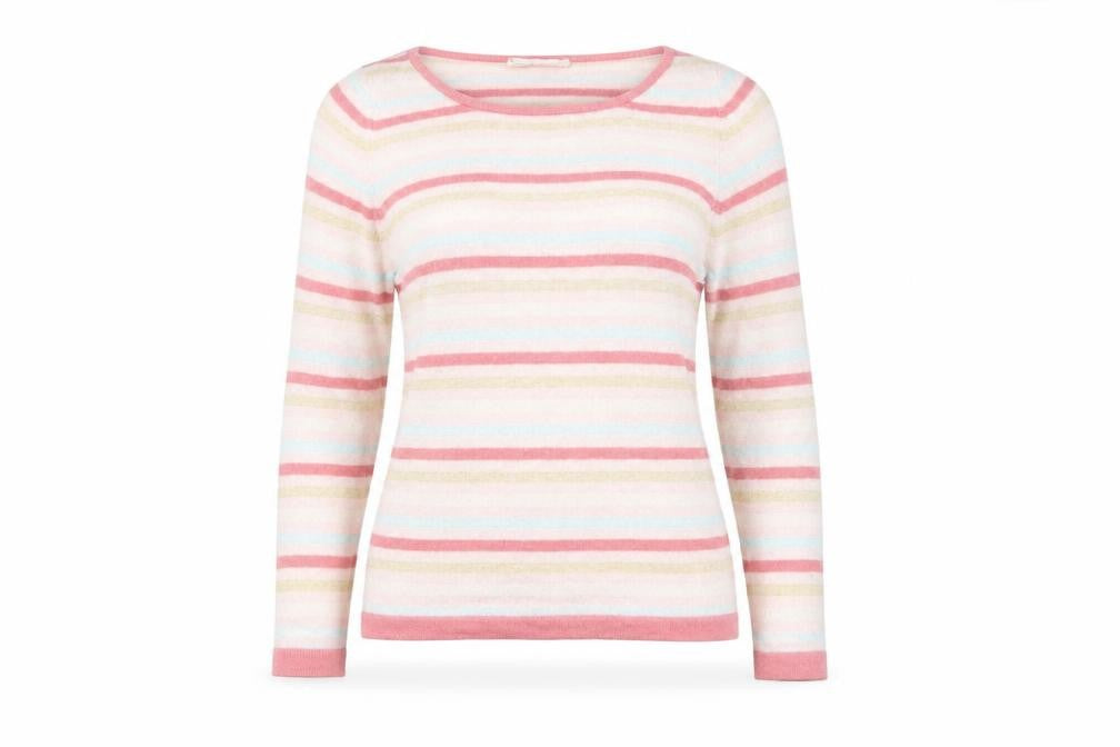 Front view of George women’s pink striped jumper, size UK 14