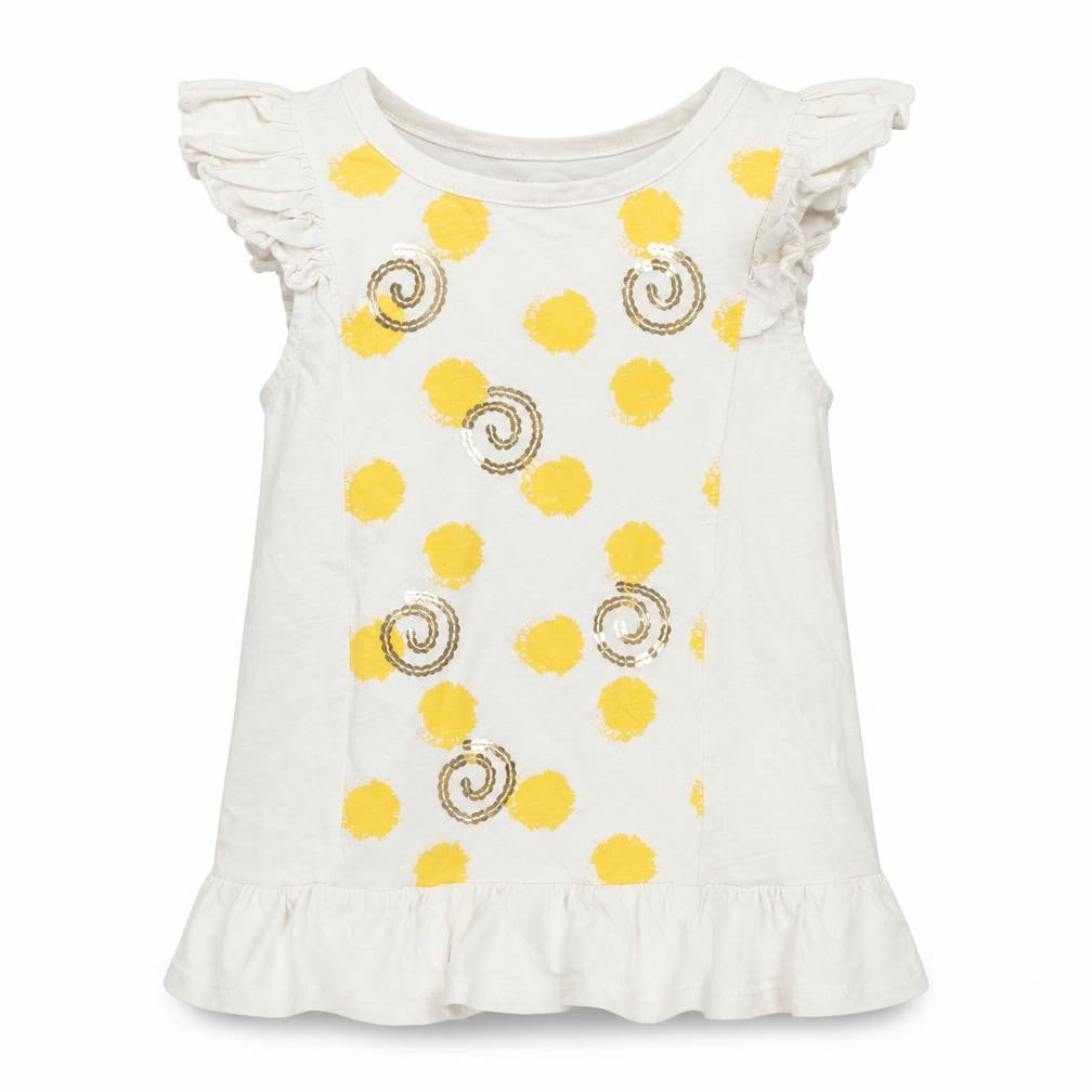 Nutmeg Girls White Polka Dot  T-Shirt Dress  Size 3-4 Years  - Sequinns Gold