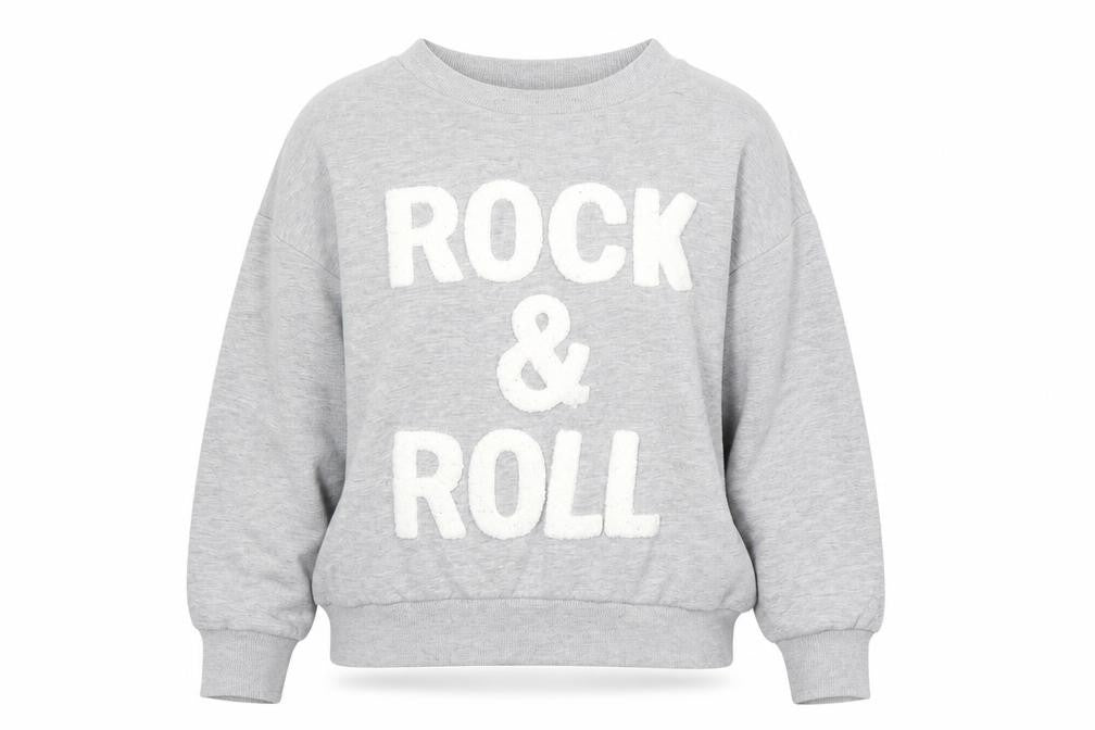 Front view of Cameo Rose women’s grey pullover sweatshirt, size S