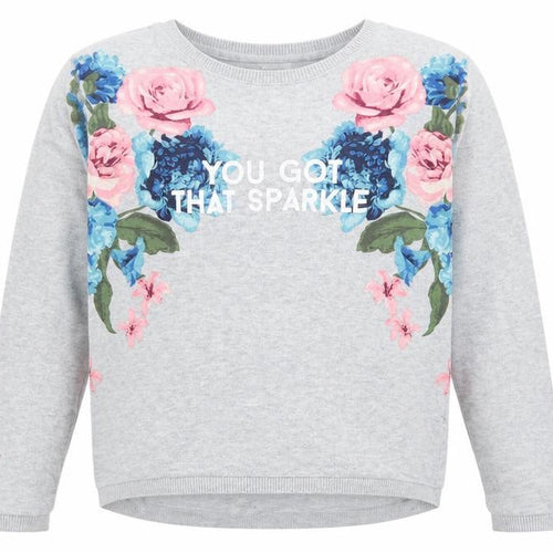 H&M Girls Grey Floral  Pullover Sweatshirt Size 11-12 Years