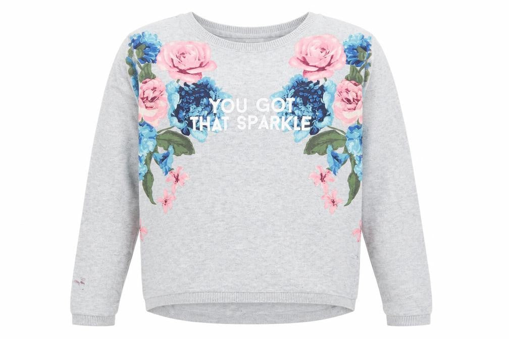 H&M Girls Grey Floral  Pullover Sweatshirt Size 11-12 Years