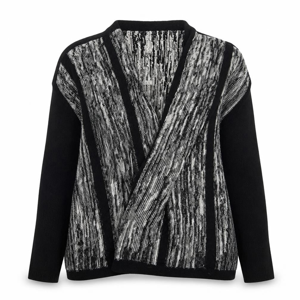 Front view of George women’s multicoloured striped wrap jumper, size UK 14