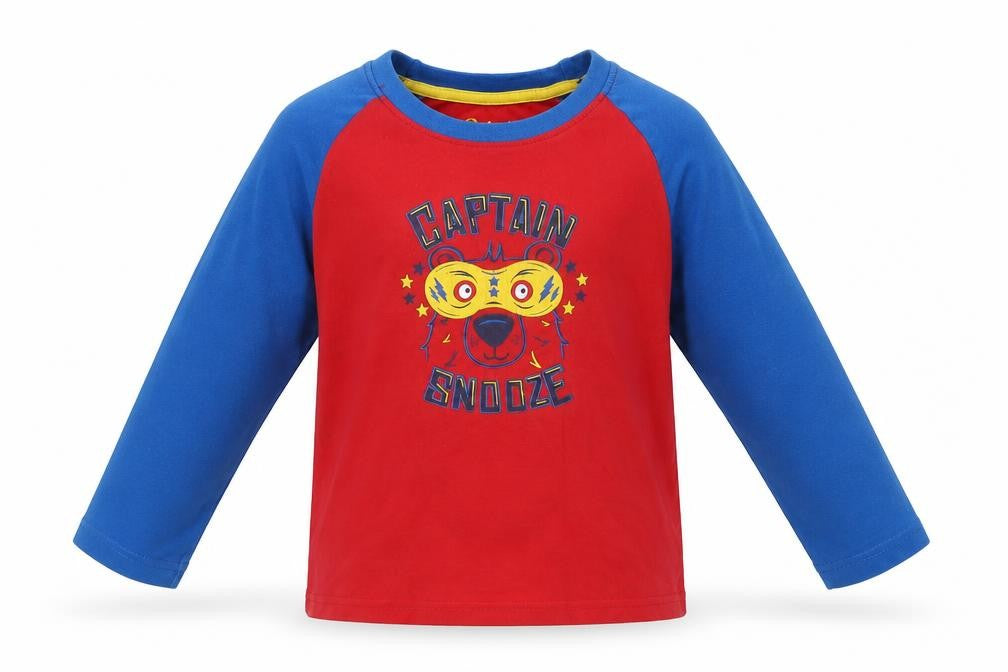 Front view of Primark boys’ multicoloured pyjama top, size 5-6, years
