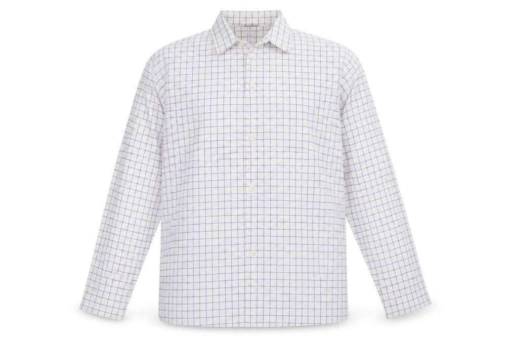 Front view of Marks & Spencer men’s multicoloured check button-up, size M
