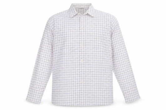 Front view of Marks & Spencer men’s multicoloured check button-up, size M