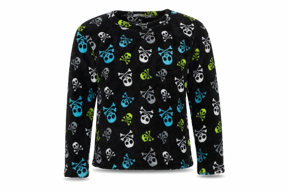 Chill Out Boys Black    Pyjama Top Size 10-11 Years  - Skull Print