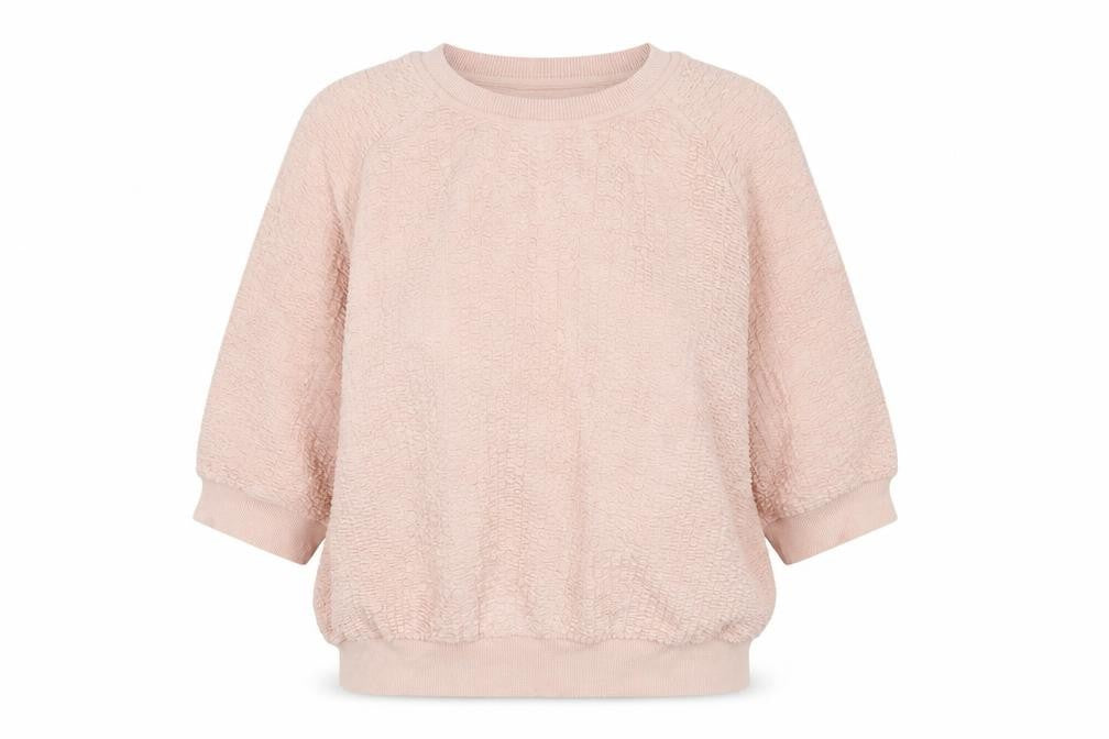 Front view of Marks & Spencer women’s pink jumper, size UK 14