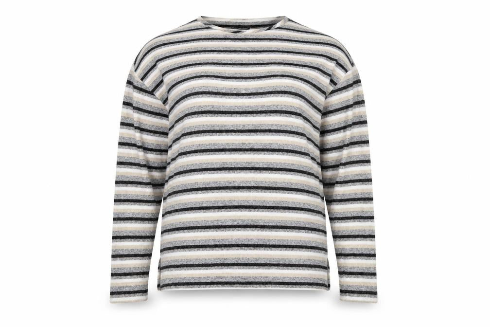 Front view of Dorothy Perkins women’s multicoloured striped knit jumper, size UK 10