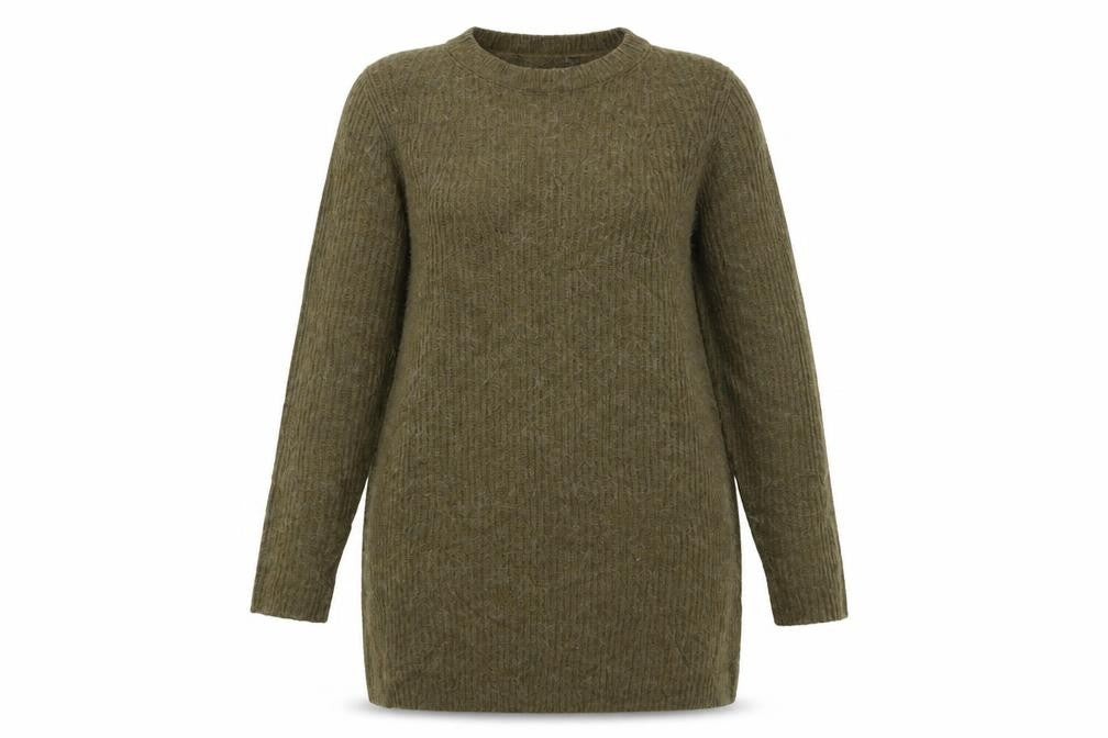 Front view of Topshop women’s green knit jumper, size UK 10