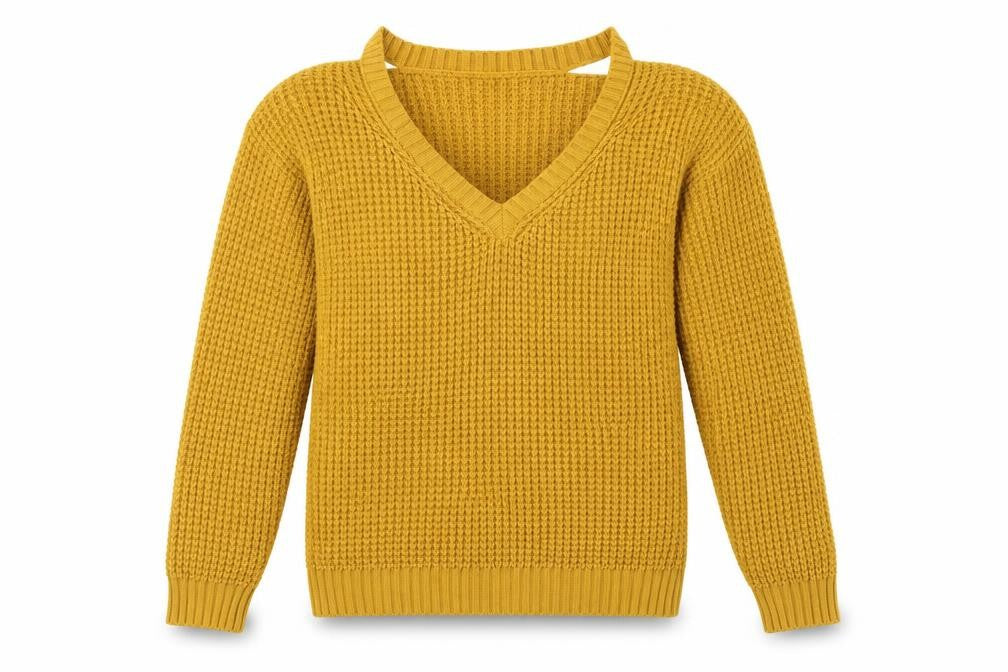 Front view of New Look women’s yellow knit jumper, size S