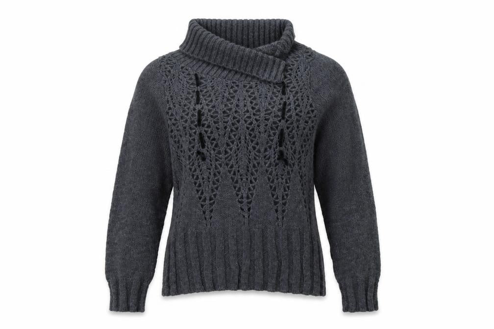 Front view of Sasha women’s grey knit jumper, size XL