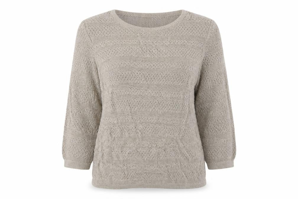 Front view of Classics women’s gold knit jumper, size UK 14