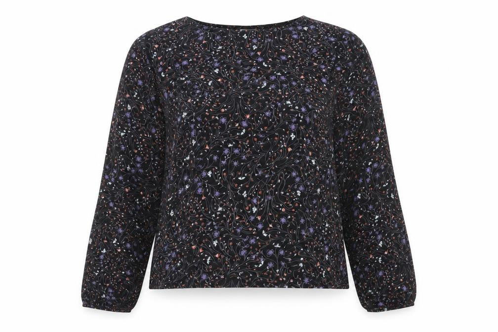 Front view of Jaqueline de Yong women’s black basic blouse, size UK 6