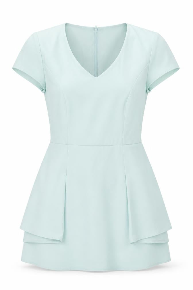 Front view of Topshop women’s blue basic blouse, size UK 8
