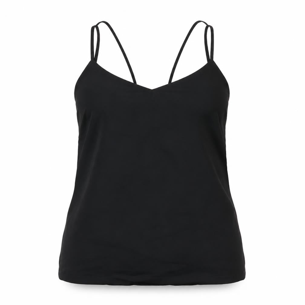 Front view of Peacocks women’s black camisole t-shirt, size UK 14