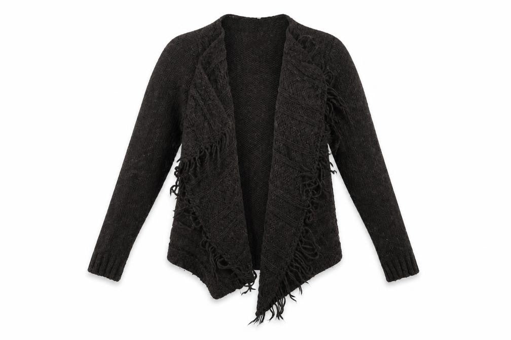 Front view of Per Una women’s brown cardigan jumper, size M