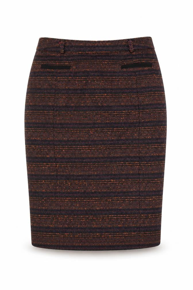 Front view of Country Casuals Petite women’s multicoloured straight & pencil skirt, size M